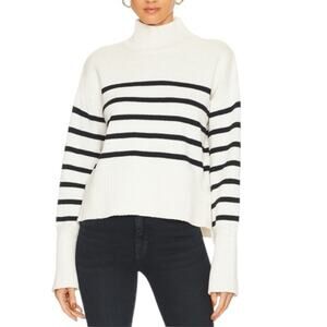 Veronica Beard Lancetti Sweater Cotton White & Black Striped Small